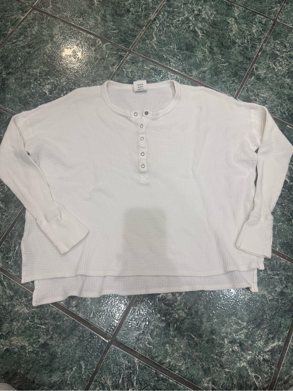 Aerie Offline Women’s Long Sleeve Waffle Henley Top - White S
